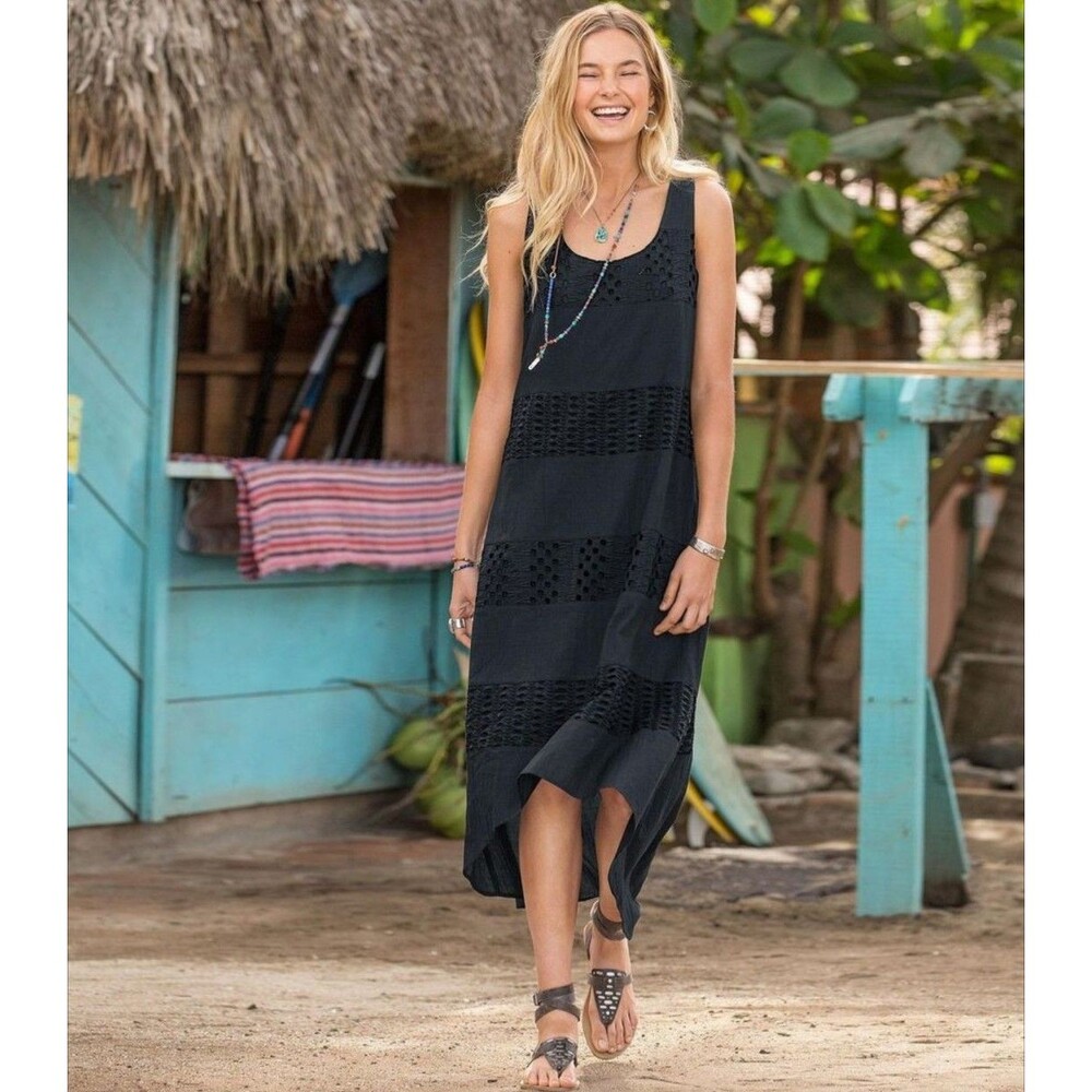 Sundance Catalog Black Eyelet Lace Dress Size 4